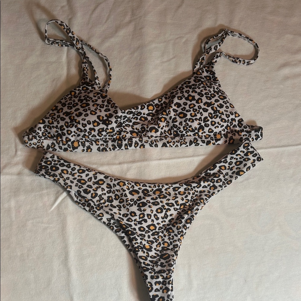 SHEIN Leopard Print Bikini - Black and Brown